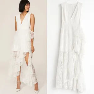 ONE33 Social White Lace Ruffle Midi Dress Size 4 High-Low‎ Formal Bridal Party thumbnail 16