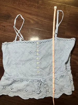Aerie Light Blue Eyelet Top Size XS  thumbnail 7