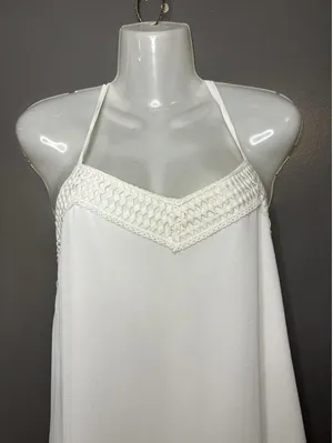 Naked Zebra Dress Womens Medium White Crochet Sweetheart Strappy Slip Sundress thumbnail 1