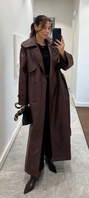  Burgundy Trench Coat thumbnail 1