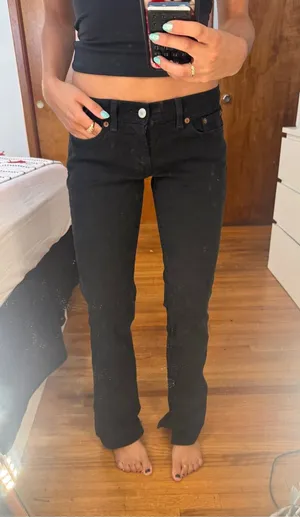 Y2K 2000s TRUE LOWRISE Lucky Brand Black Boot Cut Jeans with Gold-Tone Zipper thumbnail 1