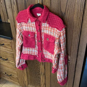 POL Pink Tweed Blazer Jacket Boxy‎ Fit Orange Shacket Medium thumbnail 2