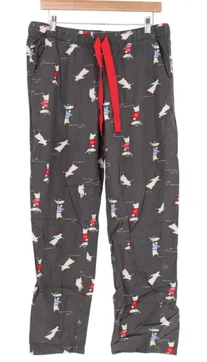 Aerie Pajama Pants Womens Medium Charcoal Gray Cotton Graphic Print Sleepwear thumbnail 1