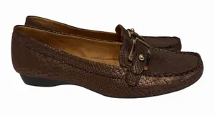 Naturalizer Gisella Loafers 6.5M Brown Metallic Snake Print Buckle Comfort Flats thumbnail 1