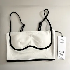 Alo Yoga NWT Airbrush Streamline Bra Tank Top Ivory Black Size S thumbnail 8