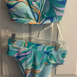 Two piece colorful modest swim set thumbnail 1