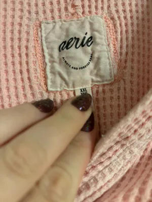 Aerie Pink Waffle Shirt thumbnail 3