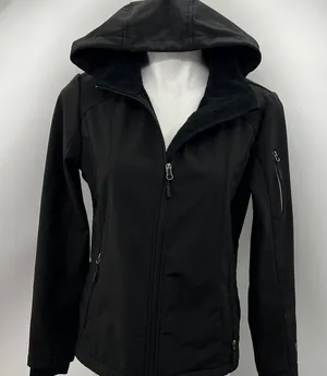 Free Country Women's Black Utility Hooded Thumbhole Jacket thumbnail 1