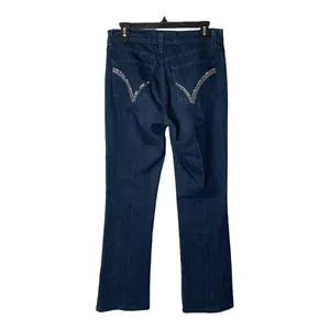 NYDJ‎ Straight Leg Mid Rise Dark Wash Jeans With Jeweled Back Pockets Size 8 thumbnail 2