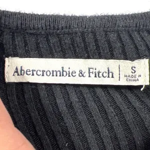 Abercrombie & Fitch Black Ribbed Square Neck Long Sleeve Bodysuit Small EUC thumbnail 5