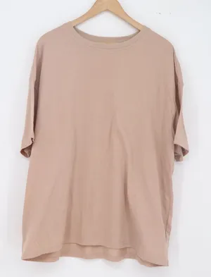 Unbranded T-Shirt Womens XL T01 UKJSS Tan Oversized Short Sleeve Basic Excellent thumbnail 1