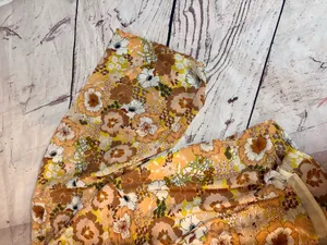 MELLODAY WOMENS retro Yellow & Brown Floral v-neck XL Top thumbnail 4