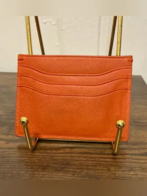 Rare Vintage Sold Out Of Stock J.Crew blaze orange leather ID Wallet Cardholder thumbnail 2