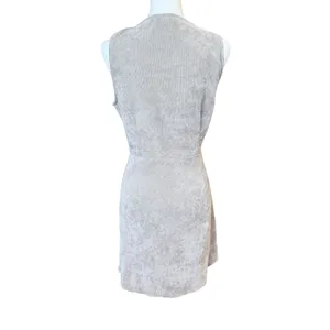 Lulus Wrap Mini Dress Size Large Taupe Brushed Corduroy Button Up Mod Academia thumbnail 4