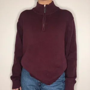 vintage llbean burgundy quarter zip knit sweater thumbnail 2