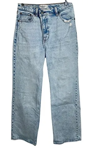 Abercrombie & Fitch 90s Relaxed Jean High Rise Blue Denim Straight Jeans Sz 27 4 thumbnail 1