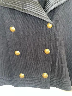 Lauren Ralph Lauren Black Military Knit Jacket Gold Crest Buttons Small‎ thumbnail 9