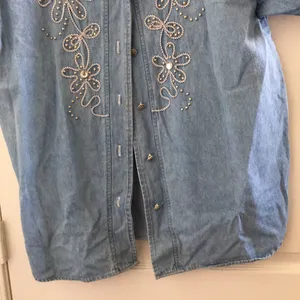 FINAL MARKDOWN Denim Oversized ladies embellished blouse large thumbnail 2
