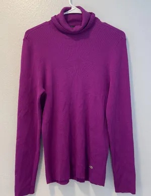 Lauren Ralph Lauren Size-XL Women's Sweater Hot Purple‎ Turtleneck Logo thumbnail 1