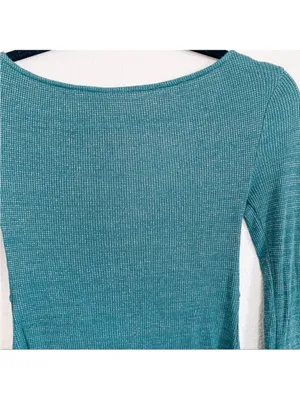 Free people say when metallic green long sleeve top thumbnail 6