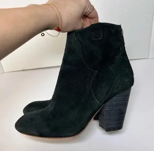 RAYE Revolve Womens Ella Black Suede Western Inspired Boot Block Heels Sz 37 thumbnail 5