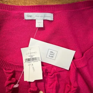 Gap Sweater Top Womens Large Pink Cotton Cashmere Long Sleeve Henley Ruffle New‎ thumbnail 7