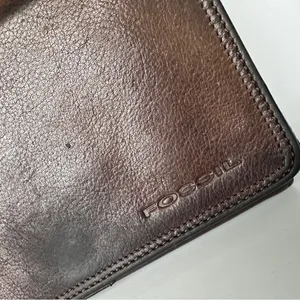 Fossil Brown Genuine Leather Wallet Crossbody Bag Organizer thumbnail 3