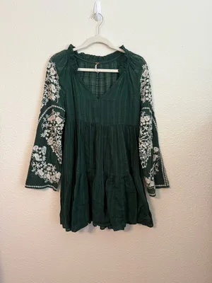 Free People Emerald City Embroidered Sleeve Dress thumbnail 4