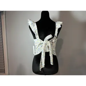 Kirious Los Angeles Blue Floral Lace Tie Back Corset Top Cottagecore thumbnail 2