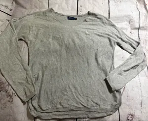 Polo by Ralph Lauren women’s Light Gray long sleeve blouse large thumbnail 1