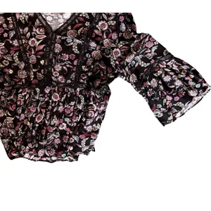 Avenue Top Womens Plus Size 5X Black Floral Boho Bell Sleeve Size 30 / 32 NWT thumbnail 4