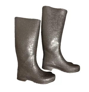 Ugg Wilshire Brown Rubber Rain Boots Women’s Sz 7 Tall Fur Insole EUC thumbnail 3