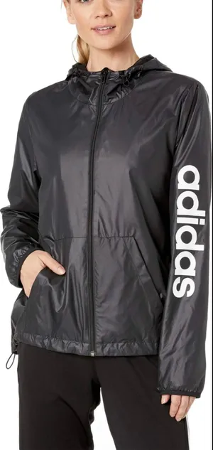 Adidas Black Windbreaker Jacket Zip-Up thumbnail 1