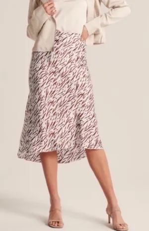 Abercrombie & Fitch Zebra Print Satin Midi Skirt thumbnail 1