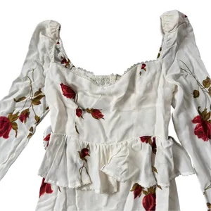 Reformation Zandra Dress American Beauty Floral Ivory Red Roses thumbnail 5