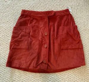 Charlotte Russe Women's Corduroy Button-Front Mini Skirt in Rust thumbnail 1