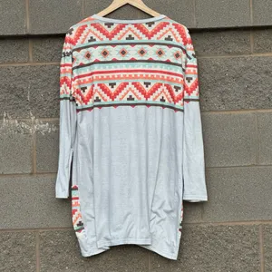 Women’s Light Blue Aztec Tunic Top Large thumbnail 4