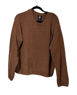 Bobeau Womens Brown Chenille Chunky Knit Crew Neck Sweater XL Pullover thumbnail 1