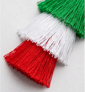 Boutique NEW Italy Flag Soccer Tassel Dangle Earrings with Red White and Green Fringe thumbnail 5