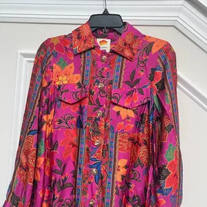 NWT Farm Rio Multicolor Floral Long Sleeves Pockets Midi Dress Size S thumbnail 3