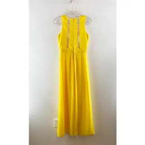 A. Drea Sleeveless Halter Neck Pleated Formal Maxi Dress Gown Yellow Small thumbnail 6