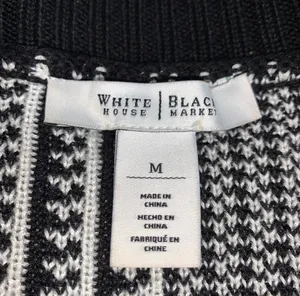 White House Black Market black white fringe poncho size M thumbnail 6