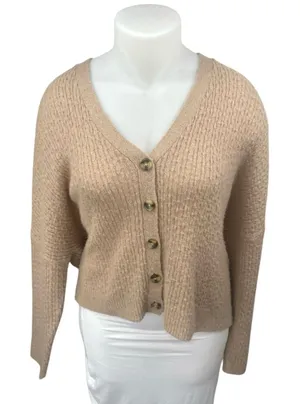 Madewell Women's Brown Cable Knit Long Sleeve Button Up Cardigan Sweater Top XXL thumbnail 1