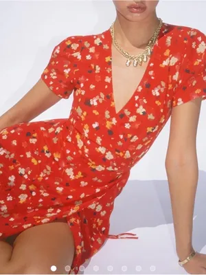 Realisation Par The Teale Rouge Fleur 100% Silk Wrap Dress XL thumbnail 1
