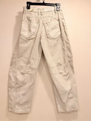 NWT We The Free Good Luck Mid Rise Barrel Acid-Wash Denim Jeans Off-White Sz 24 thumbnail 9