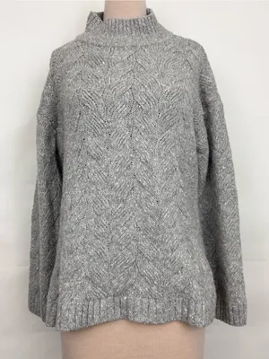 Joie Gray Cable Knit Mock Neck Sweater relaxed fit XL thumbnail 1
