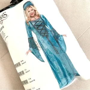 Charades Renaissance Queen Costume Blue Velvet Gown and Headpiece NEW IN PACKAGE thumbnail 14