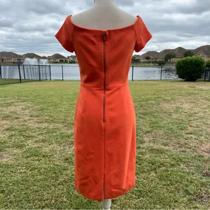 Alice + Olivia Aleah Off Shoulder Orange Sheath Dress thumbnail 9