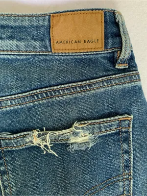 aerie Distressed Blue Boyfriend Jeans thumbnail 8