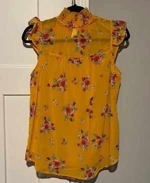 Floral blouse with smock neck line Size L thumbnail 1